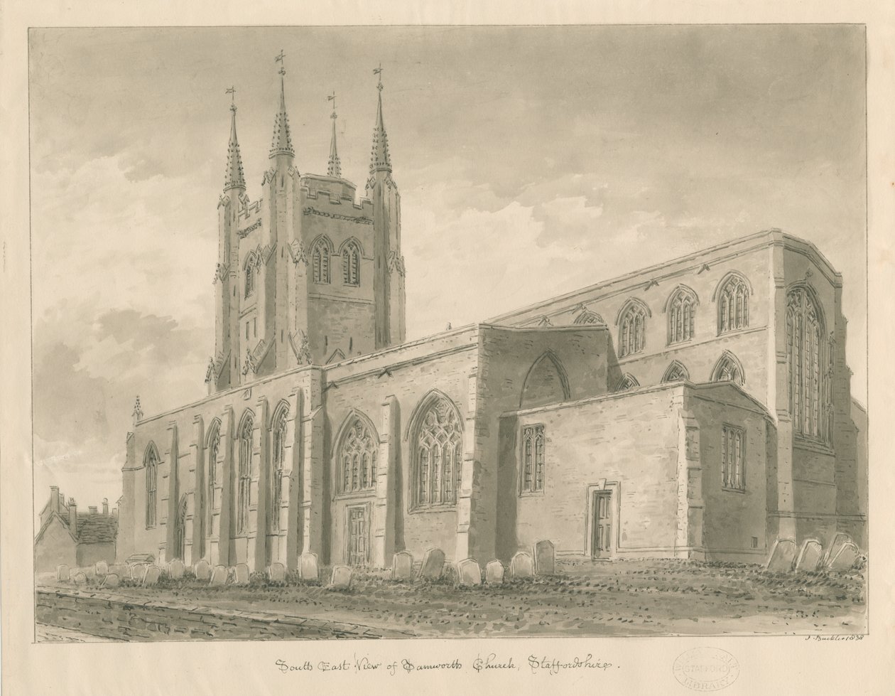 Tamworth Church: seepiapesupiirros tekijältä John Buckler