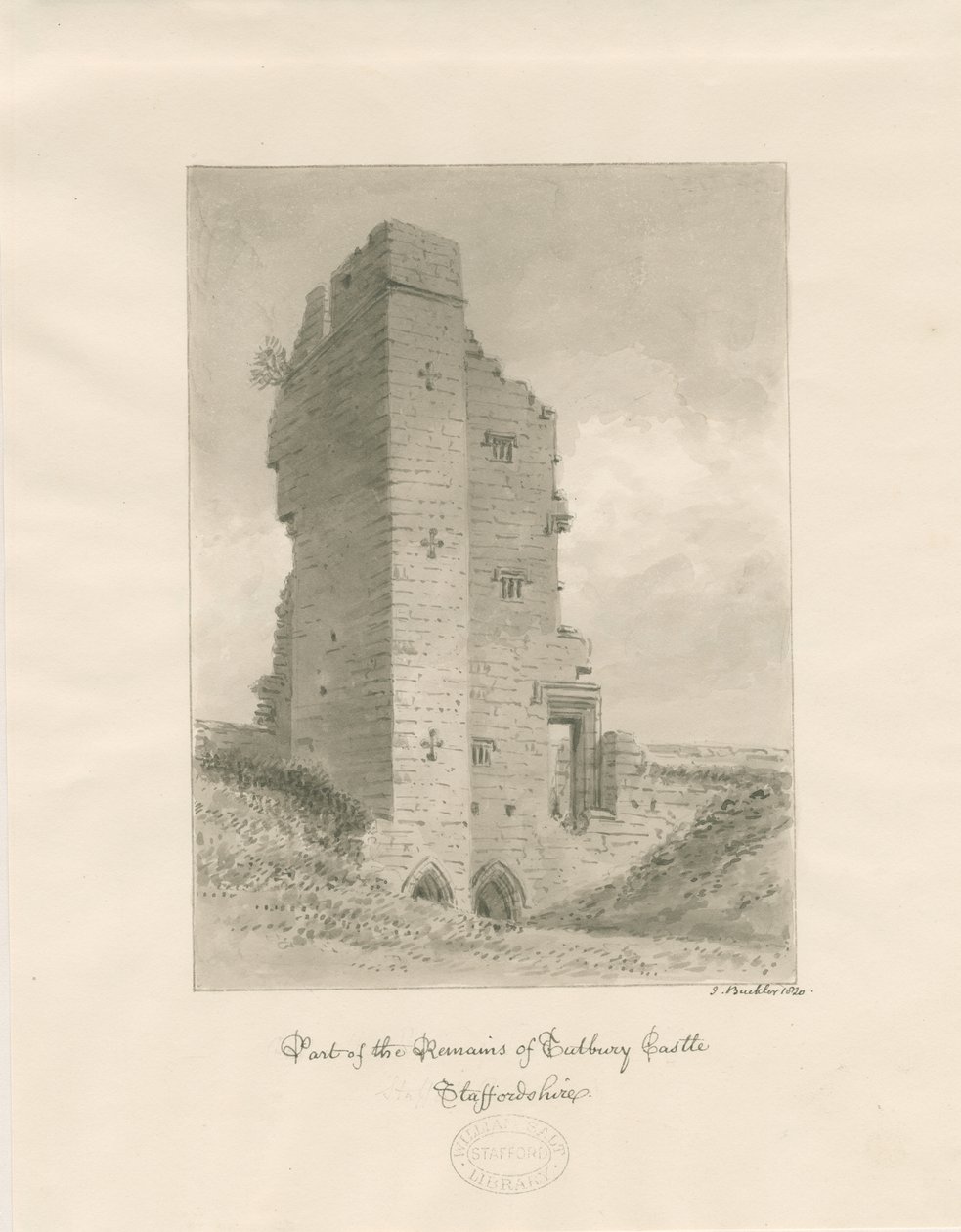 Tutbury Castle: seepiapesupiirros tekijältä John Buckler
