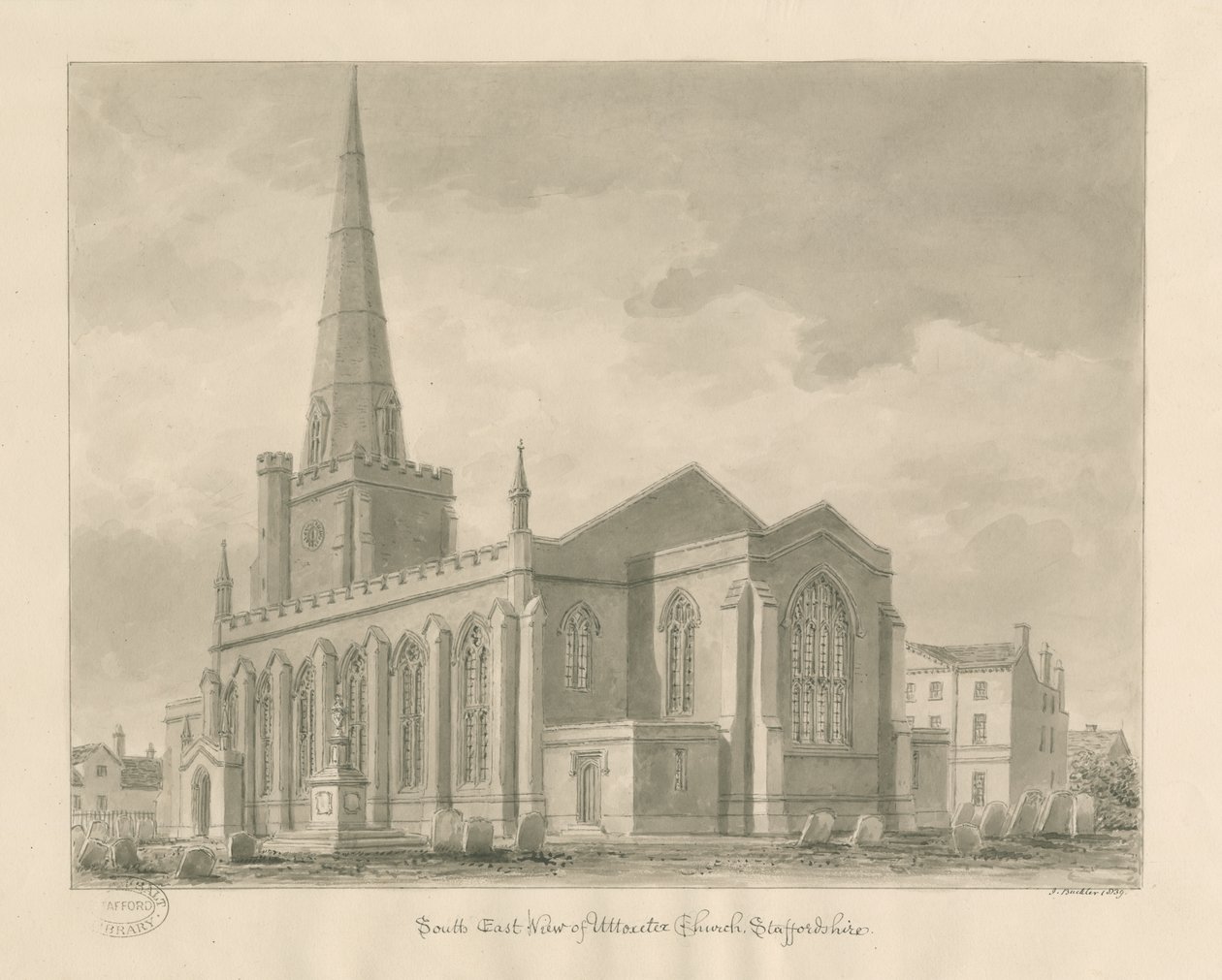 Uttoxeter Church [Uusi]: seepiapesupiirros tekijältä John Buckler