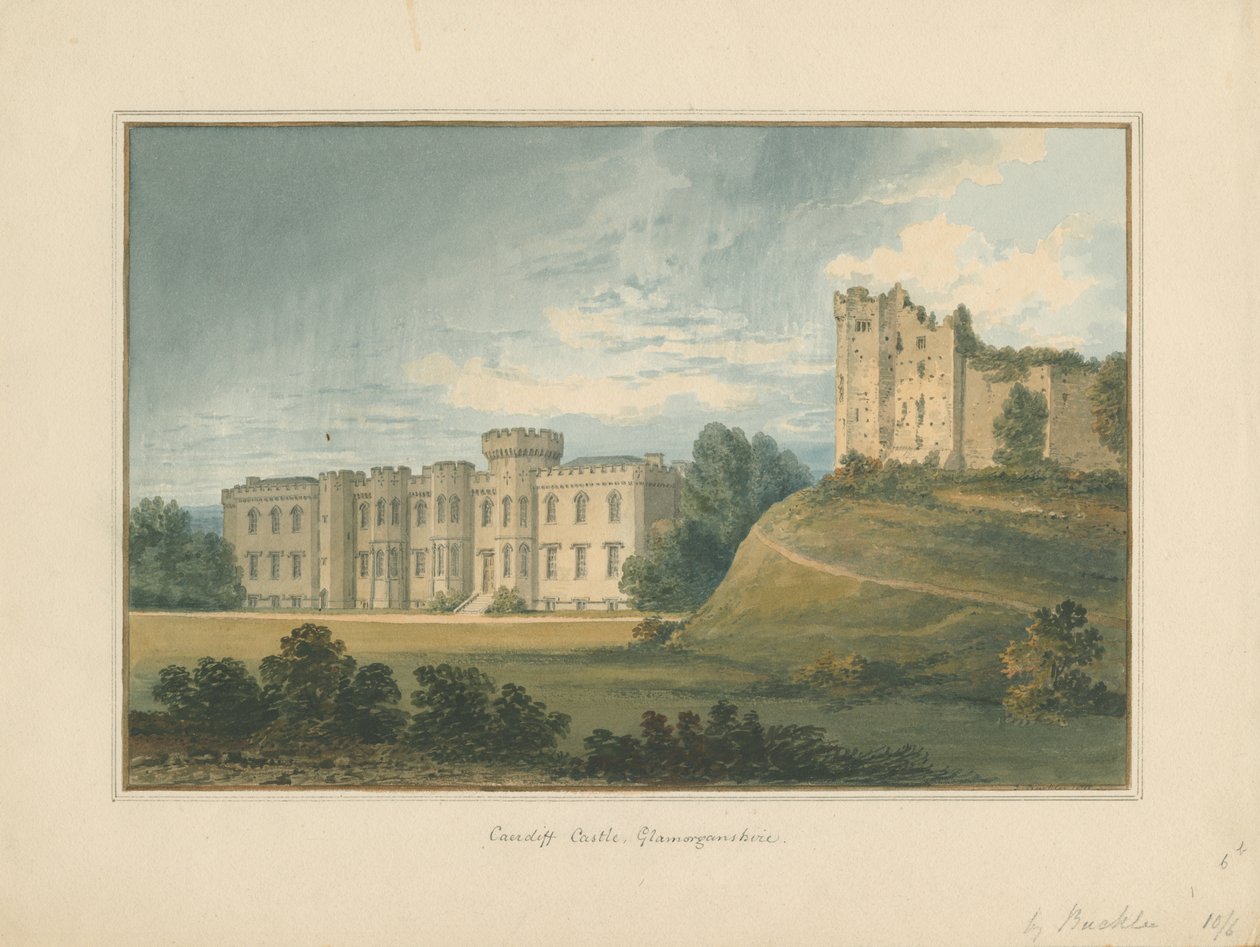 Wales - Glamorganshire - Cardiffin linna, 1815 tekijältä John Buckler