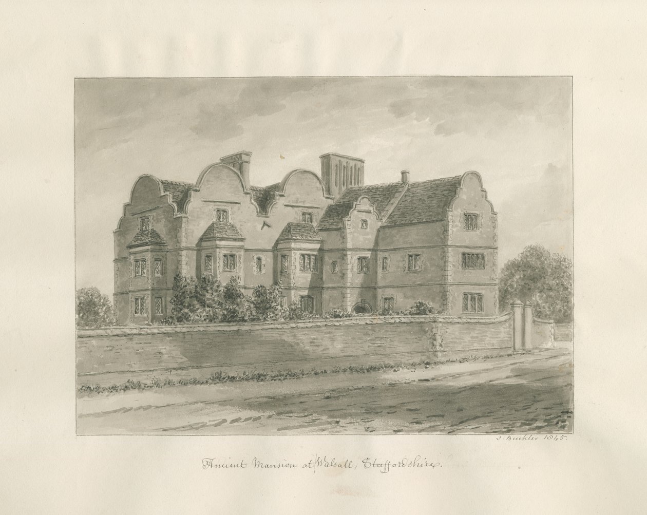Walsall - "Ancient Mansion": seepiapesupiirros tekijältä John Buckler