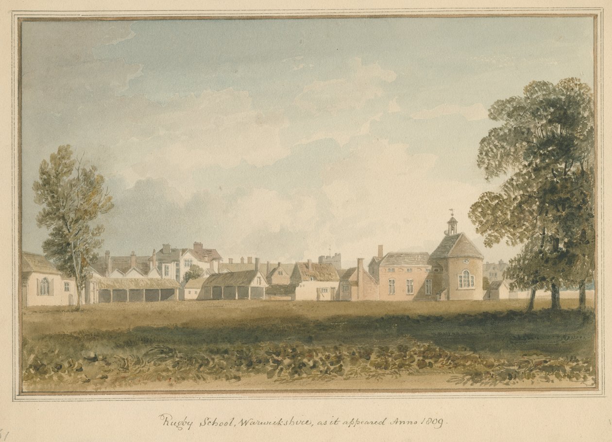 Warwickshire - Rugby School, 1809 tekijältä John Buckler