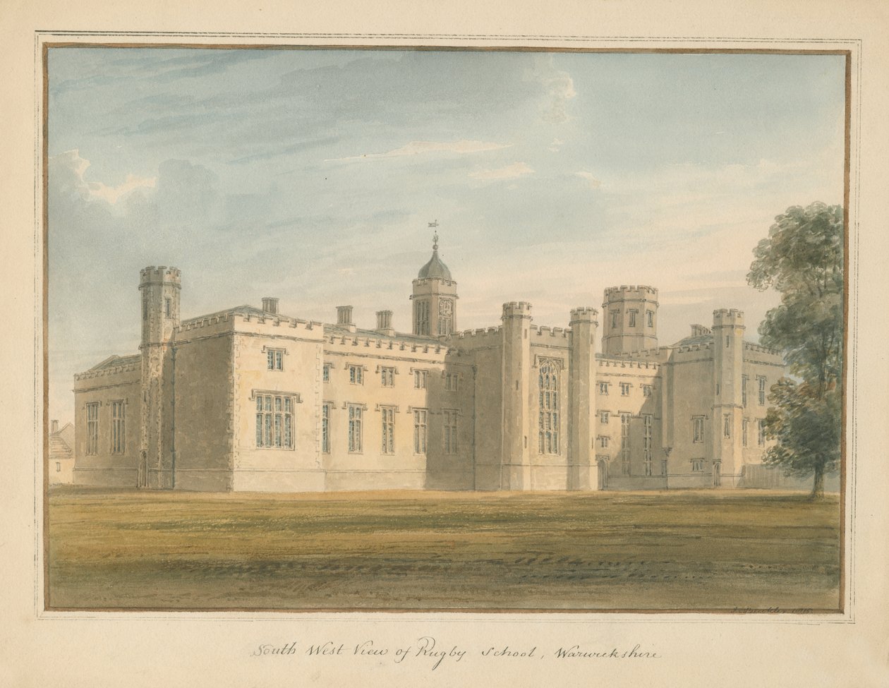 Warwickshire - Rugby School, 1815 tekijältä John Buckler