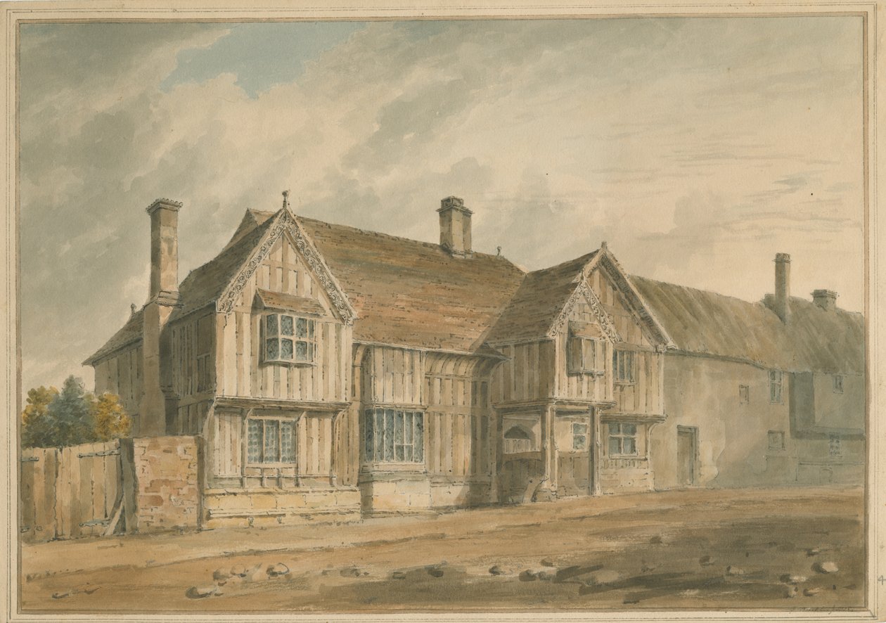 Warwickshire - Stratford - Shakespearen talo, 1826 tekijältä John Buckler