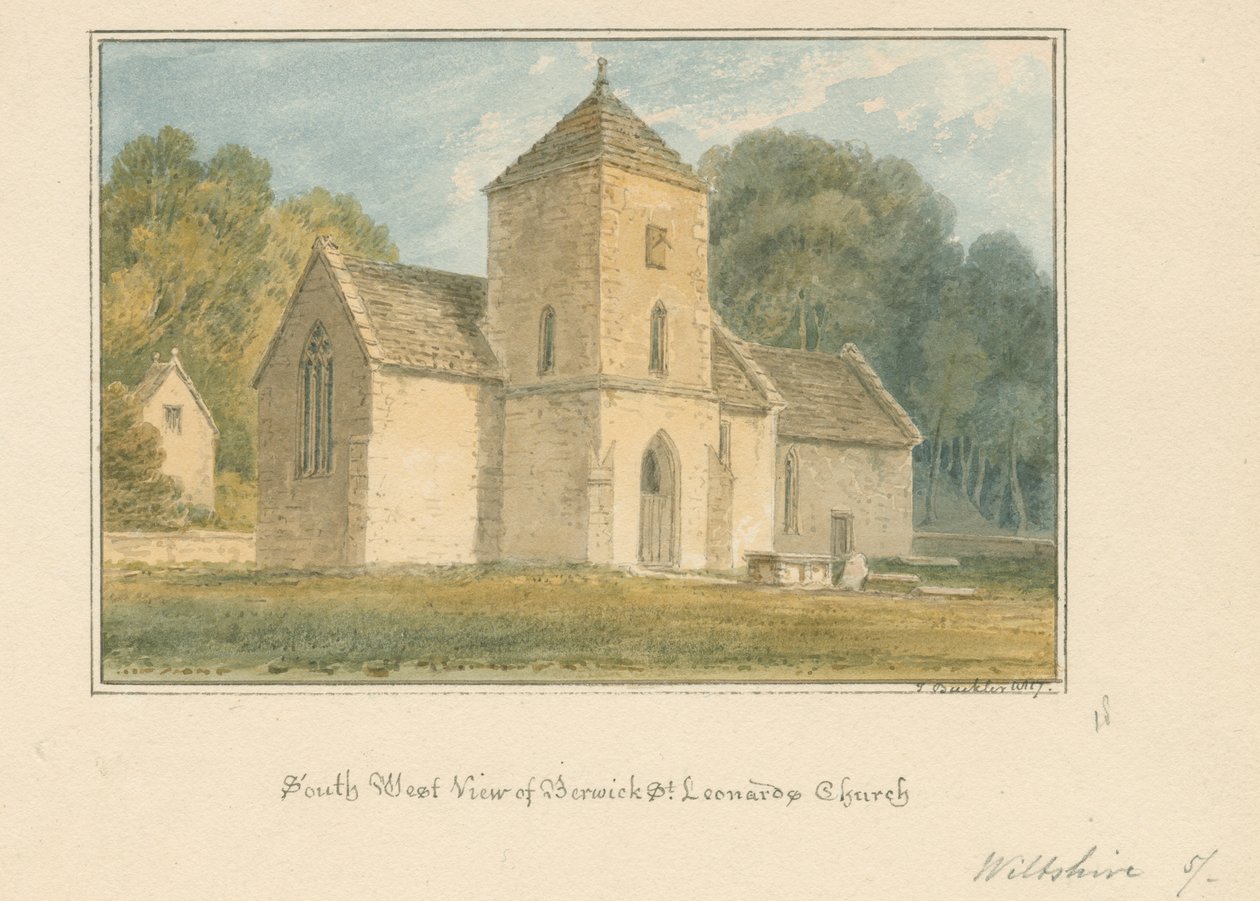 Wiltshire - Berwick Saint Leonard -kirkko, 1817 tekijältä John Buckler