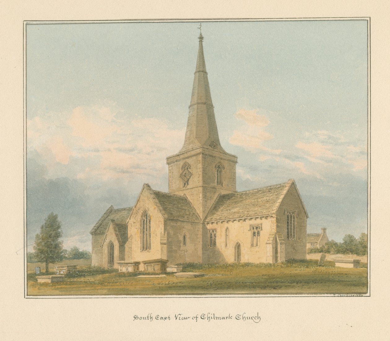 Wiltshire - Chilmarkin kirkko, 1814 tekijältä John Buckler