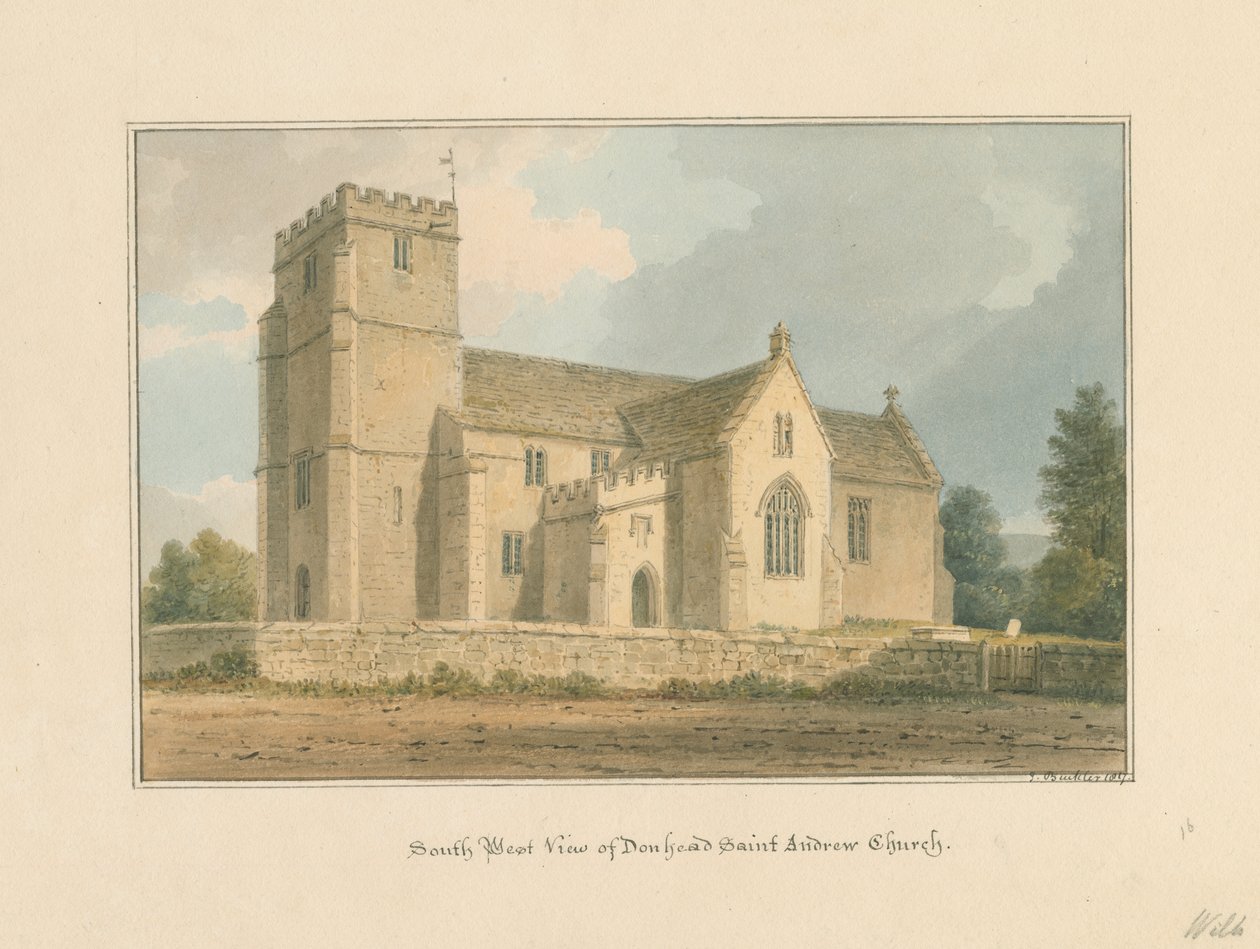 Wiltshire - Donhead Saint Andrew -kirkko, 1817 tekijältä John Buckler