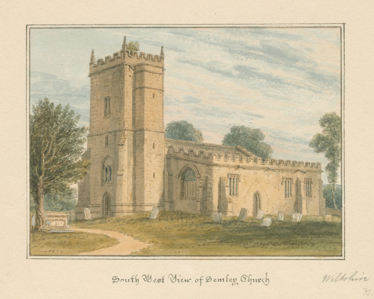 Wiltshire - Semley Church, 1817 tekijältä John Buckler