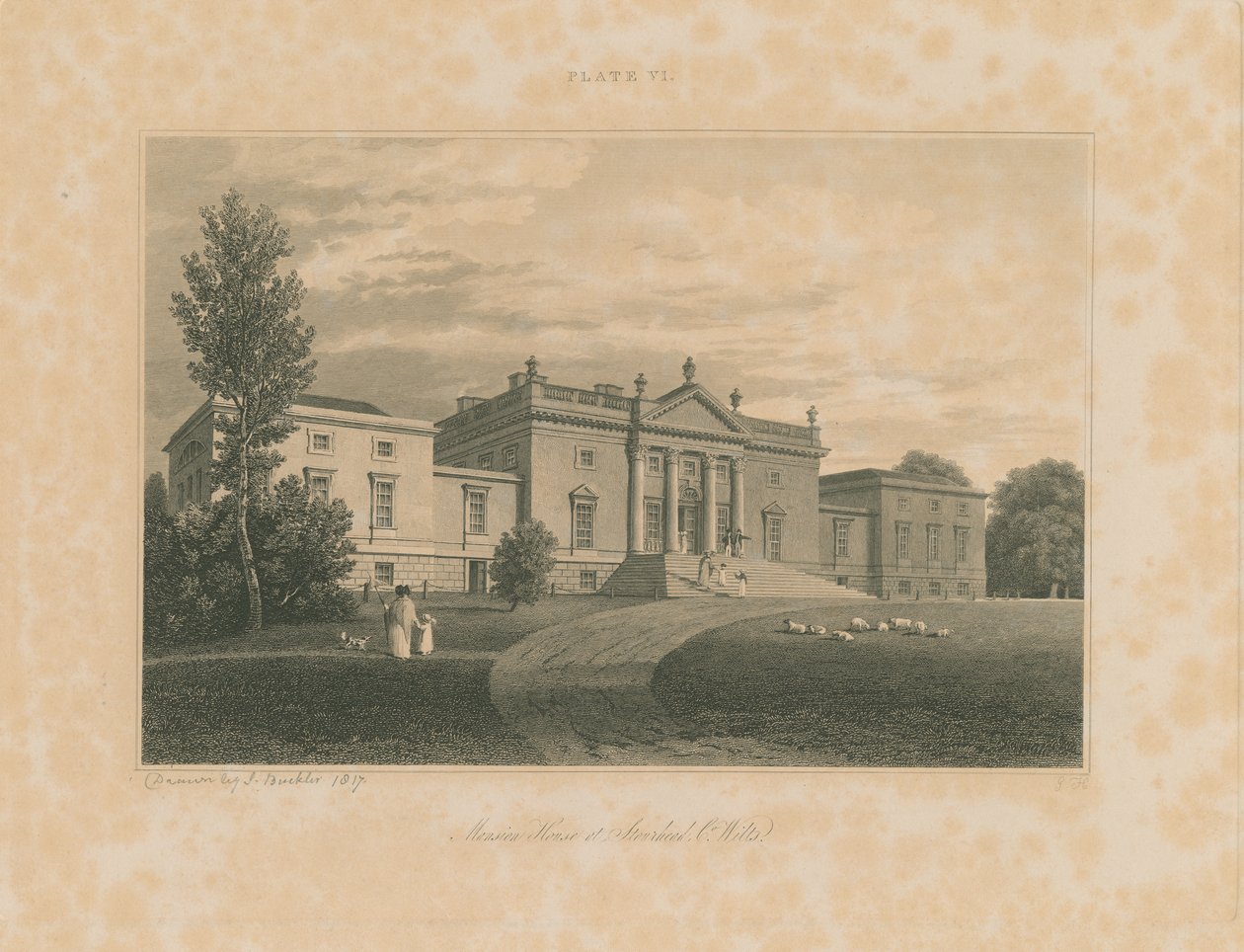 Wiltshire - Stourhead - Kartano: kaiverrus, 1817 tekijältä John Buckler