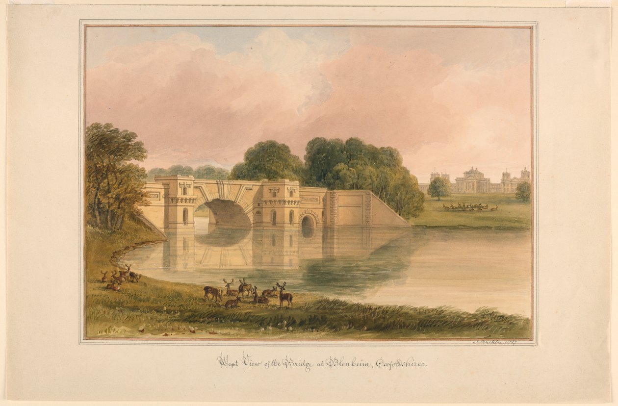 West View of Bridge Blenheimissa, Oxfordshire tekijältä John Buckler, F.S.A.