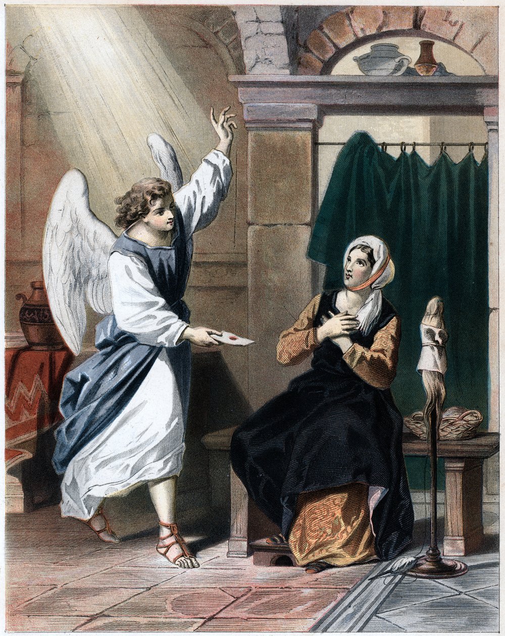 Enkeli tuo kirjeen Jumalalta Christianalle, n. 1850 tekijältä John Bunyan Bristol