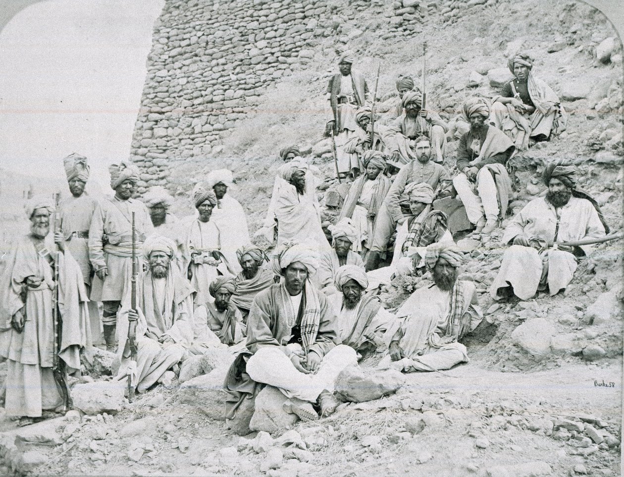 Khyber Chiefs and Khans, Jamrud Fort, North West Frontier, noin 1878 tekijältä John Burke