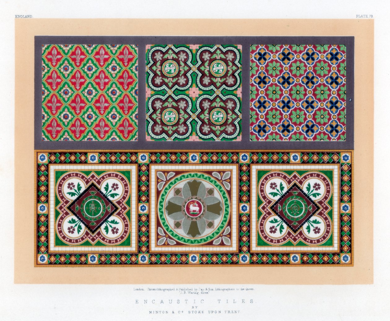 Enkaustiset laatat, 1800-luku. tekijältä John Burley Waring