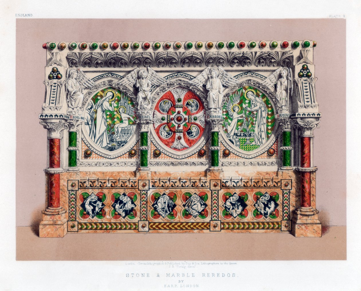 Kivi ja marmori Reredos, 1800-luku. tekijältä John Burley Waring