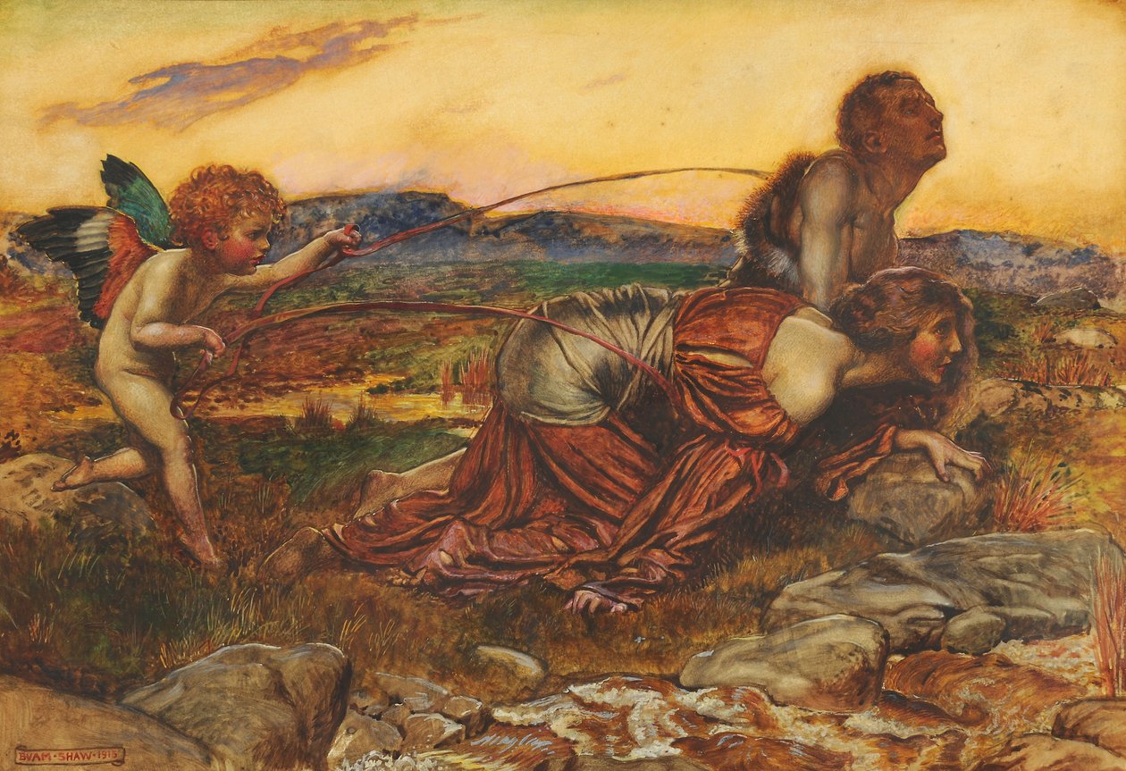 Cupid Driving the Lovers, 1913 tekijältä John Byam Liston Shaw
