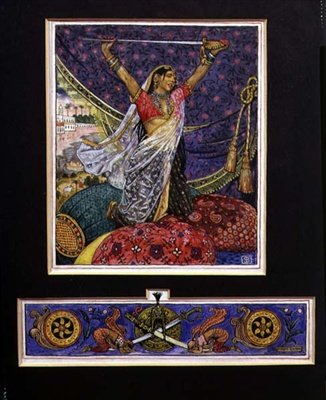 Less Than the Dust, kuvitus Lawrence Hopen (1865-1904) pubista "The Garden of Kama". 1912 (akvarelli ja guassi paperille) tekijältä John Byam Liston Shaw
