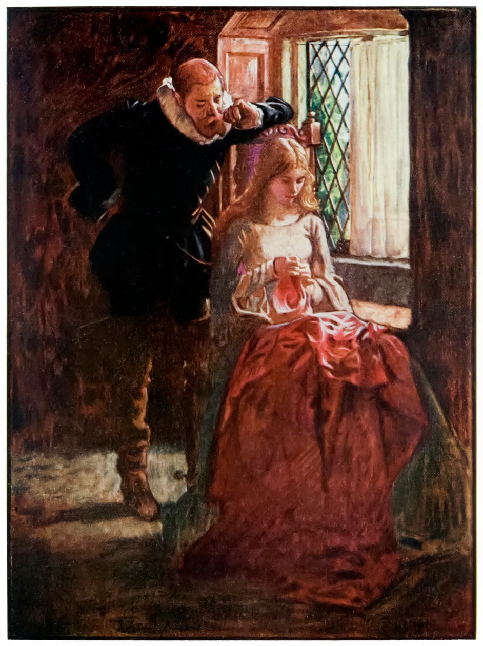 John Bunyanin (1628-1688) herra Brisk ja Mercy elokuvasta The Pilgrims Progress From This World, to What Is To Come. Kuva Byam Shaw (1872-1919), herra Brisk kohtelee Mercyä, kunnes hän löytää hänet. tekijältä John Byam Liston Shaw