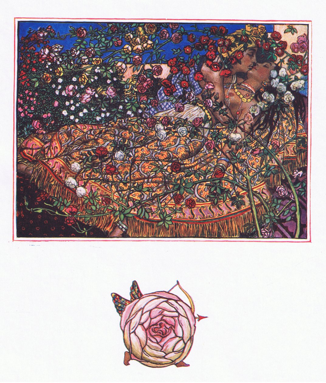 Gulbazin laulu, kuvitus Kaman puutarhasta (ja muita sanoituksia Intiasta), 1920 tekijältä John Byam Liston Shaw