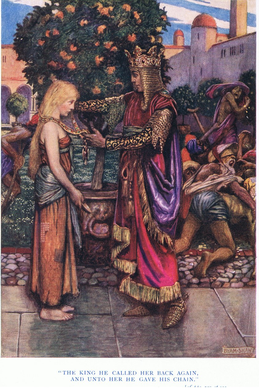 Kuningas kutsui hänet takaisin ja antoi hänelle ketjunsa, 1928 tekijältä John Byam Liston Shaw