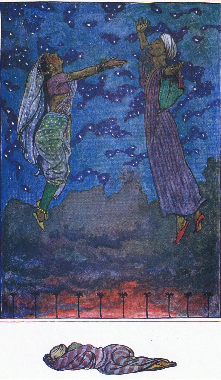 Kolme Zahir-u-Dinin laulua, kuvitus Kaman puutarhasta (ja muita sanoituksia Intiasta), 1920 tekijältä John Byam Liston Shaw