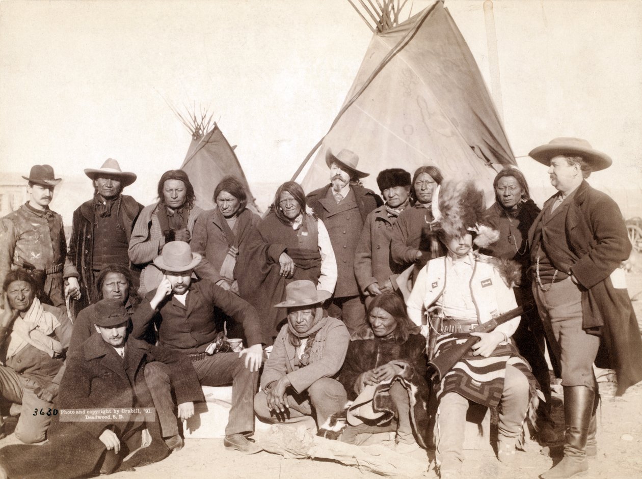 Intian päälliköt ja Yhdysvaltain viranomaiset Pine Ridgessä, 1891 tekijältä John C. H. Grabill