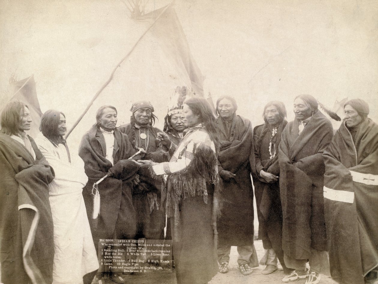 Intiaanipäälliköt Deadwoodissa, Etelä-Dakotassa, 1891 tekijältä John C. H. Grabill