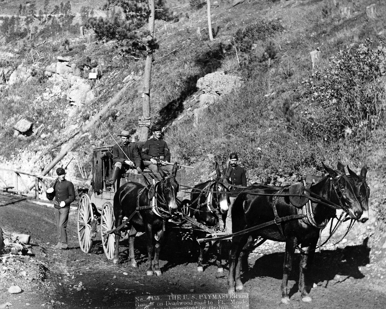 Yhdysvaltain maksaja ja vartijat Deadwood-tiellä Ft. Meade, 1888 tekijältä John C. H. Grabill