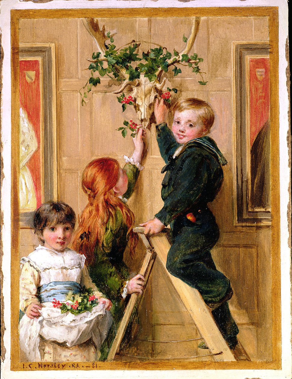 Huonekalut ja erilaiset esineet 1100- ja 1300-luvuilta tekijältä John Callcott Horsley