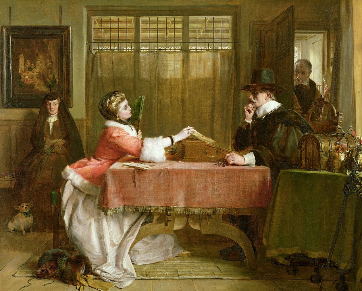 Pankkiirin yksityinen huone, Neuvottelut lainasta, 1870 tekijältä John Callcott Horsley