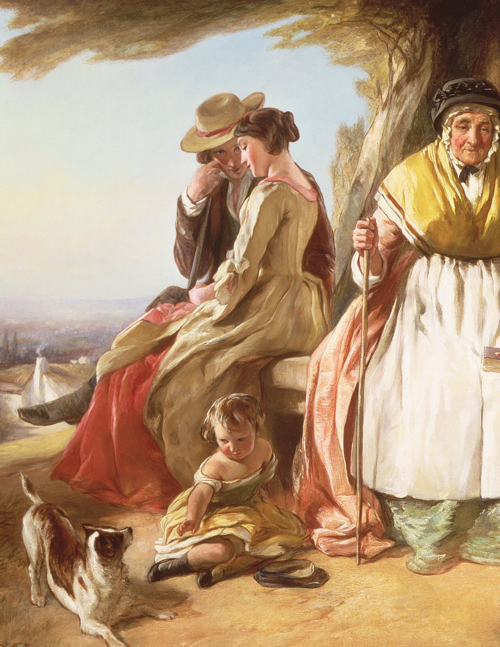 Nuoruus ja ikä, yksityiskohta rakastavaisista (yksityiskohta kuvasta 59345) tekijältä John Callcott Horsley
