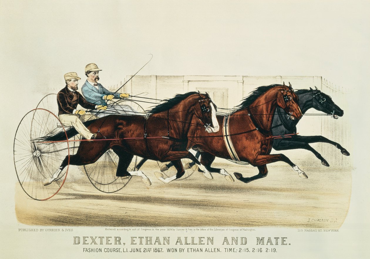 Dexter, Ethan Allen ja Mate, julkaisijat Nathaniel Currier (1813-88) ja James Merritt Ives (1824-95), 1874 tekijältä John Cameron