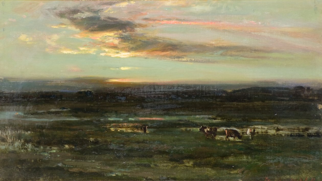 Auringonlasku, Badendoch (öljy aluksella) tekijältä John Campbell Mitchell