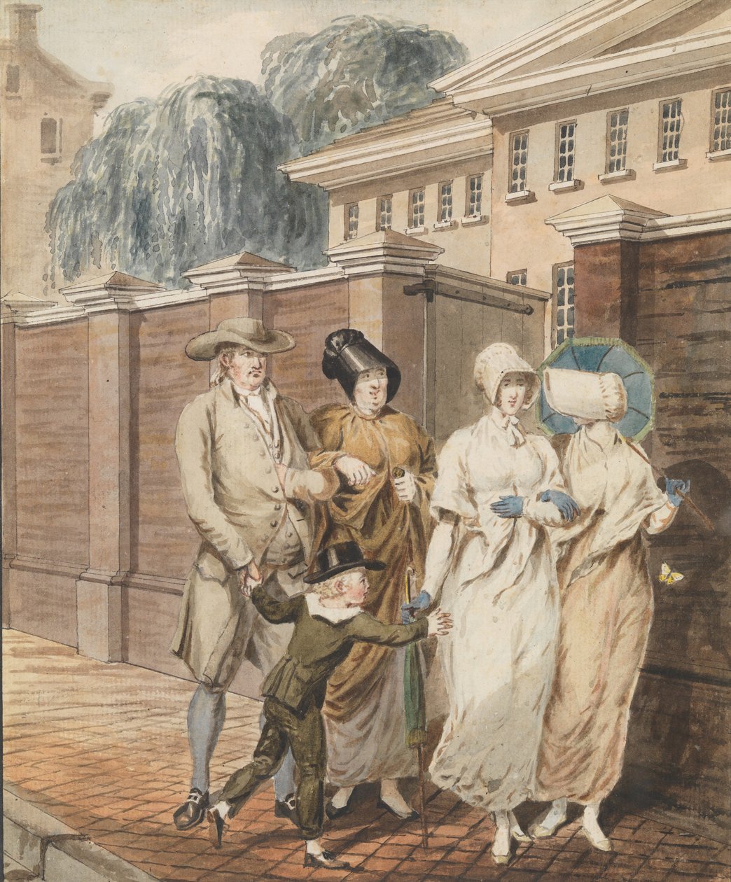 Sunnuntai aamu Arch Street Meeting Housen edessä, Philadelphia, 1811-ca. 1813. tekijältä John Carter.