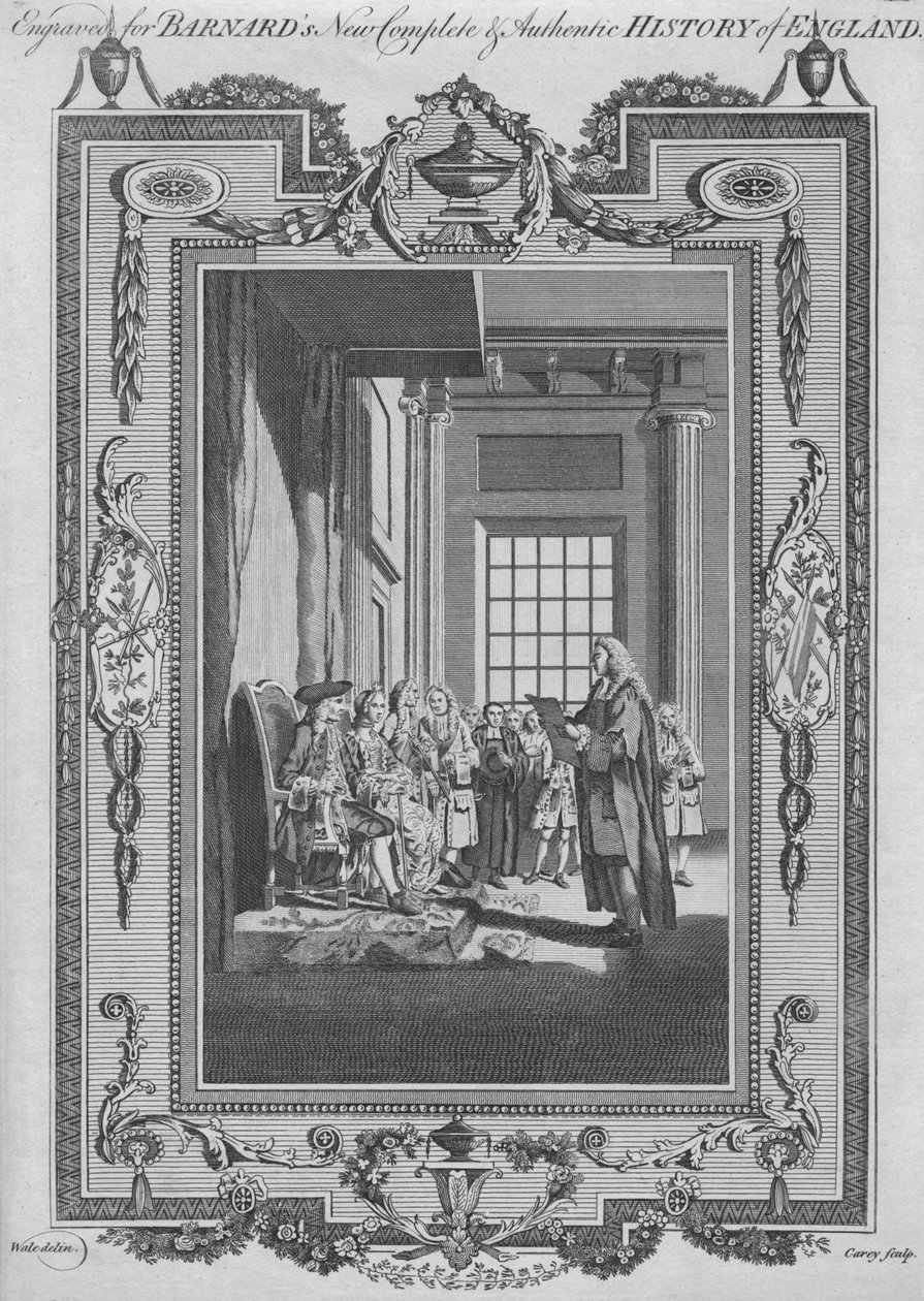 Bill of Rights, jonka kuningas William ja kuningatar Maria ratifioivat vallankumouksessa ennen heidän Kor tekijältä John Cary