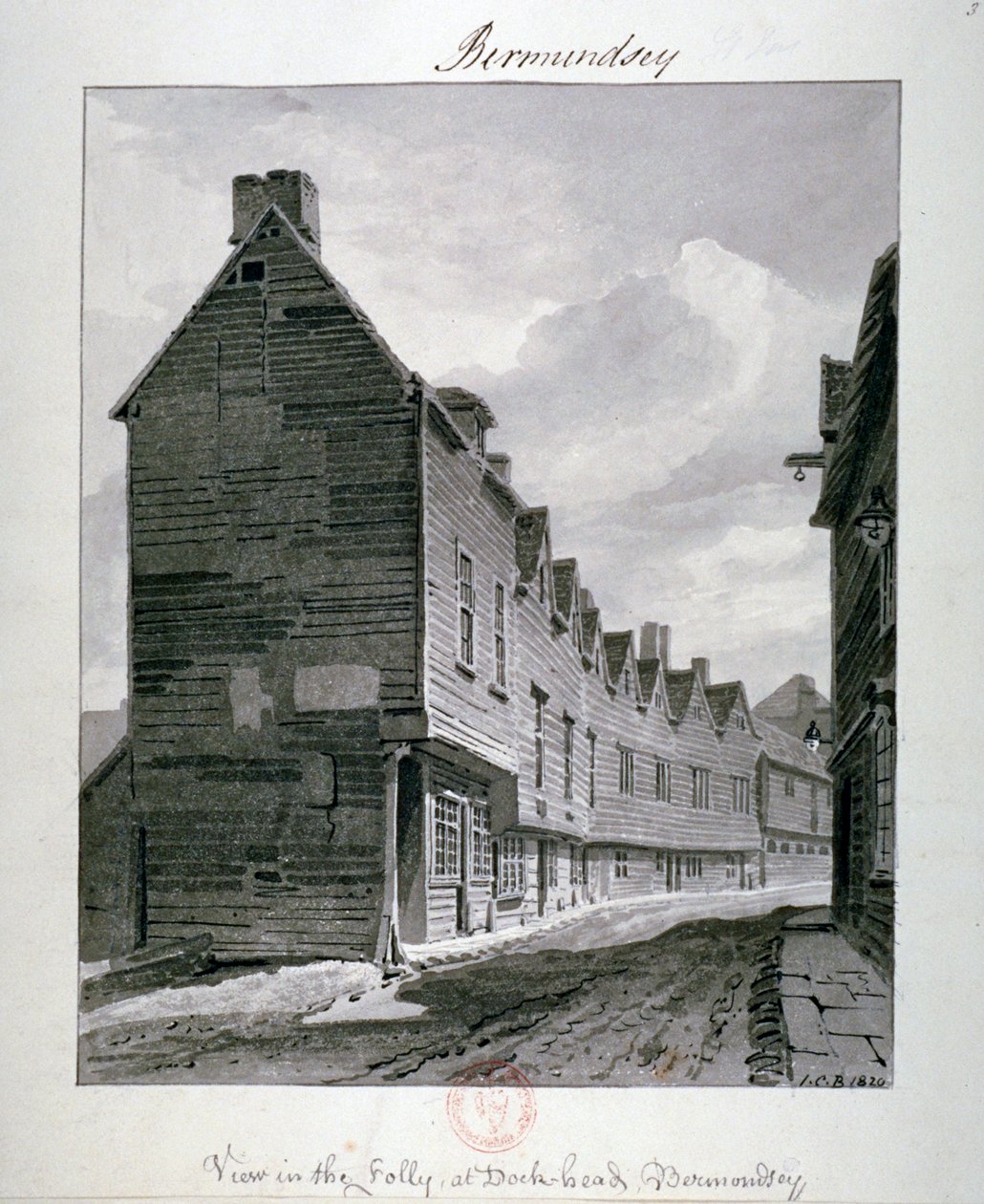 Dockhead Folly, Bermondsey, Lontoo, 1820 tekijältä John Chessell Buckler