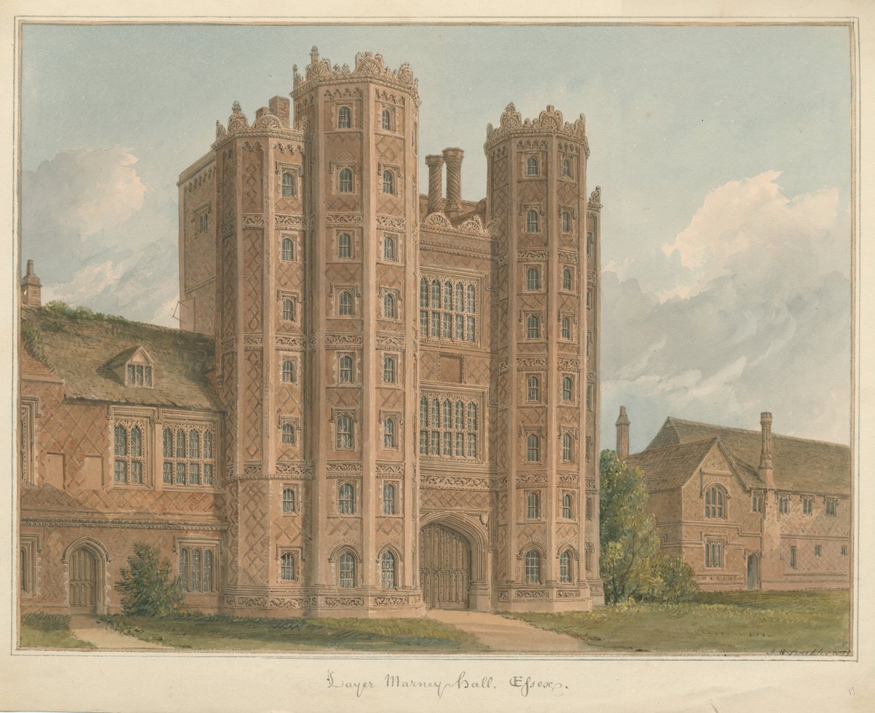Essex - Layer Marney Hall, 1825 tekijältä John Chessell Buckler