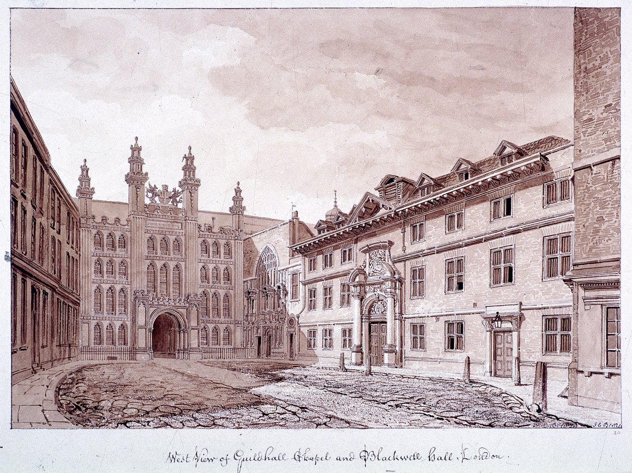 Guildhall, Lontoo, 1820 tekijältä John Chessell Buckler