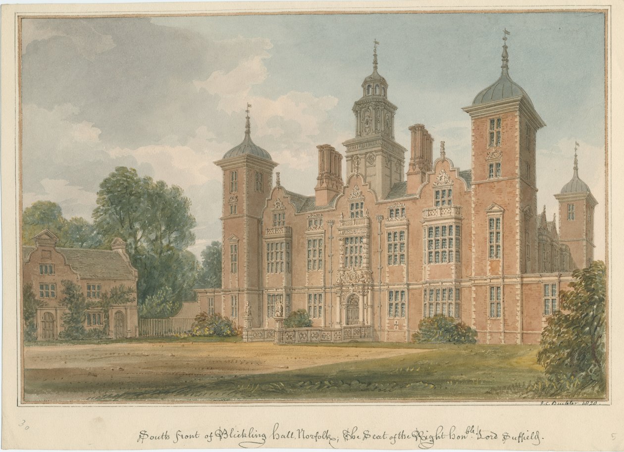 Norfolk - Blickling Hall, 1820 tekijältä John Chessell Buckler