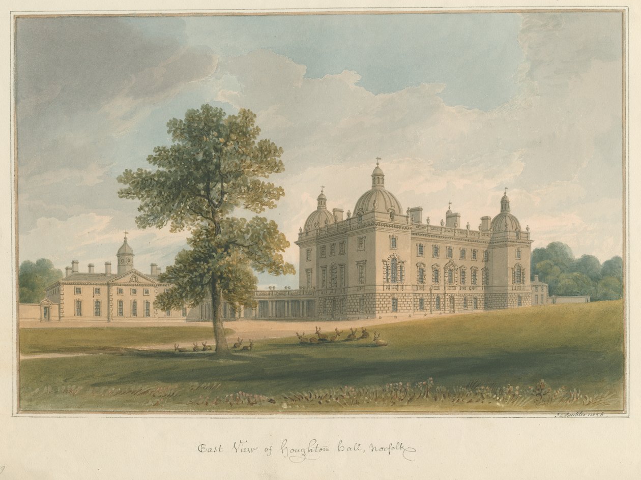 Norfolk - Houghton Hall, 1826 tekijältä John Chessell Buckler