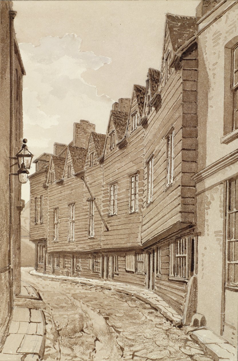 Old Houses in Mill Lane, Bermondsey, 1828, "Pennant
