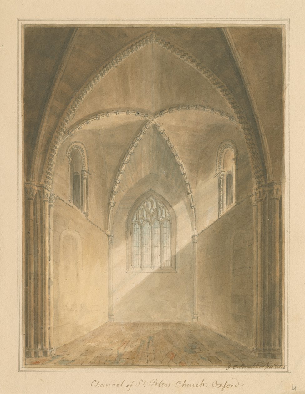 Oxfordshire - Oxford - Pyhän Pietarin kirkon kanslia, 1811 tekijältä John Chessell Buckler