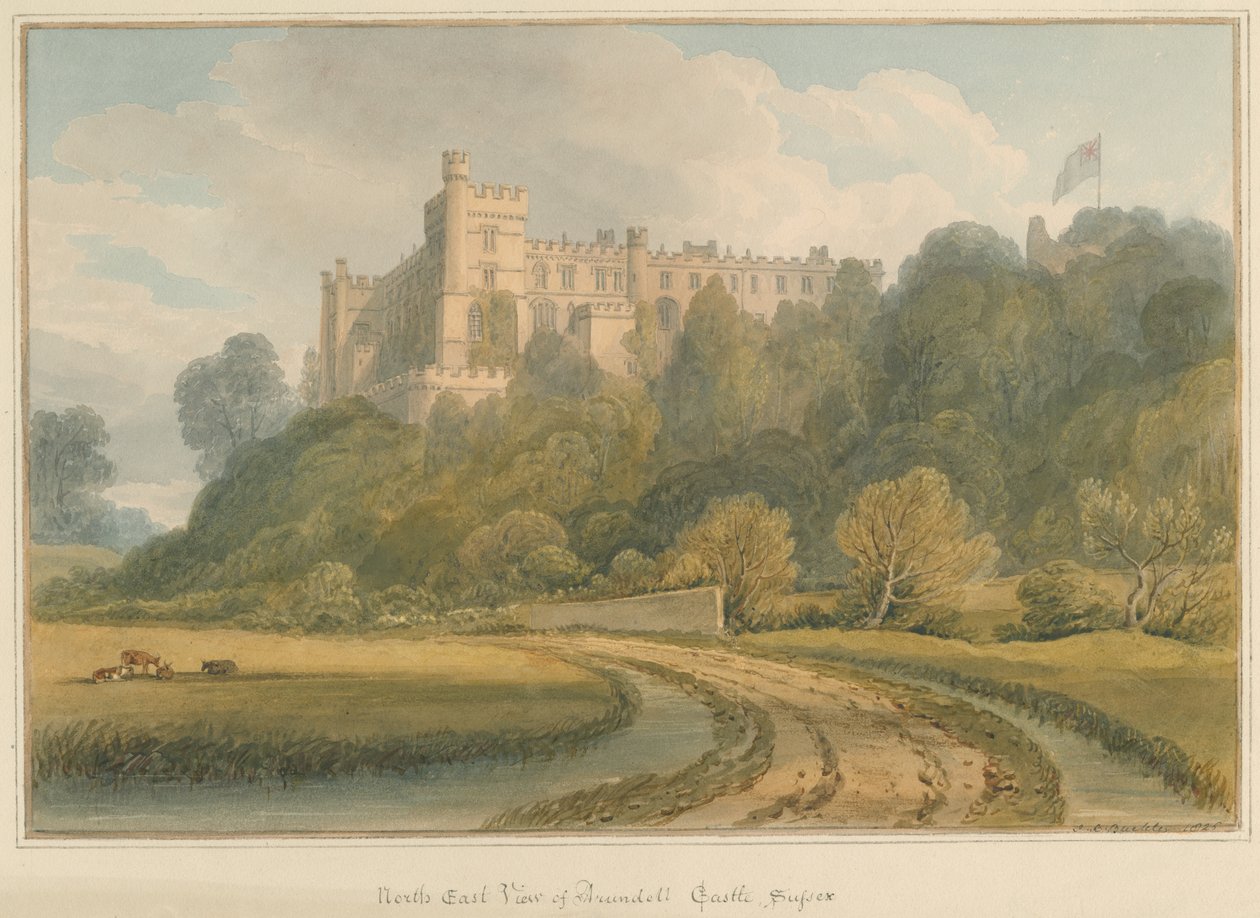 Sussex - Arundelin linna, 1825 tekijältä John Chessell Buckler