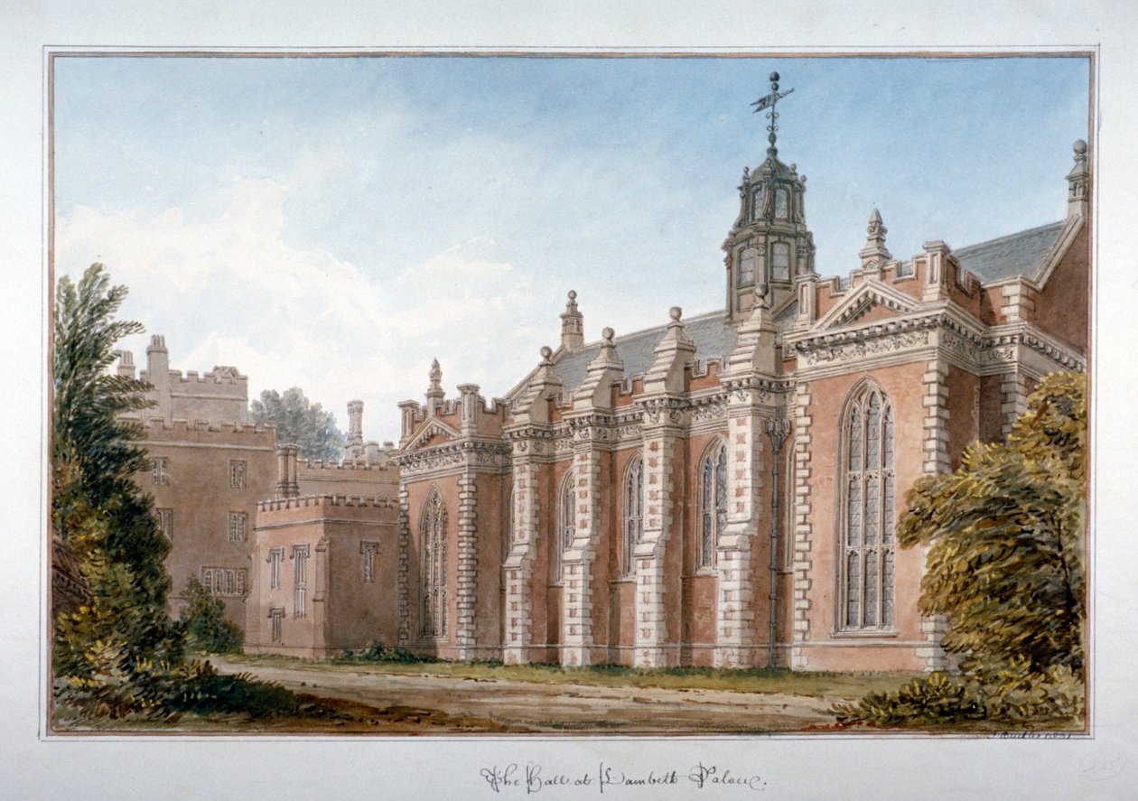 Näkymä Lontoon Lambeth Palacen salista 1831 tekijältä John Chessell Buckler