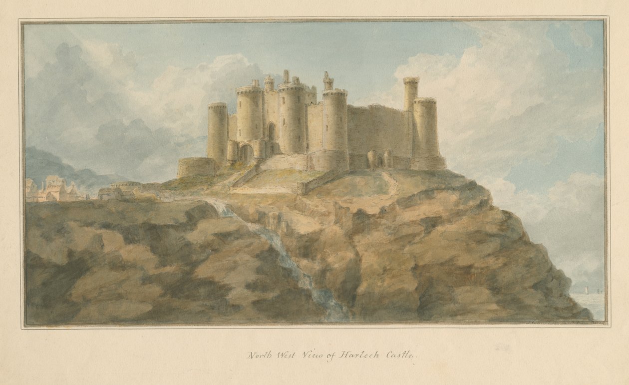 Wales - Mouthshire - Harlechin linna, 1800 tekijältä John Chessell Buckler