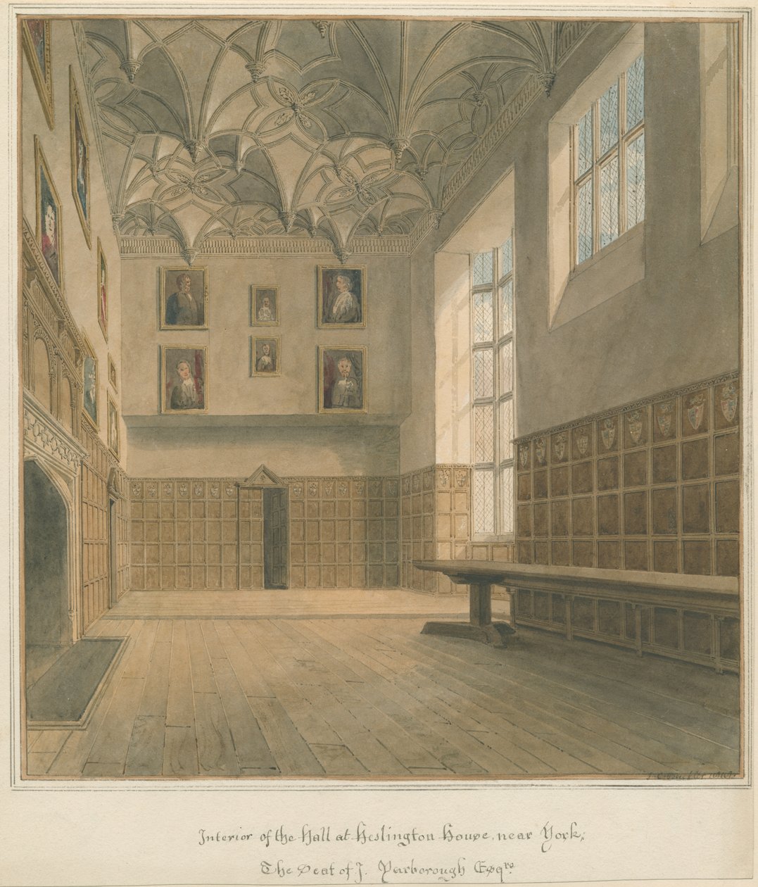 Yorkshire - York - Heslington House Interior, 1818 tekijältä John Chessell Buckler