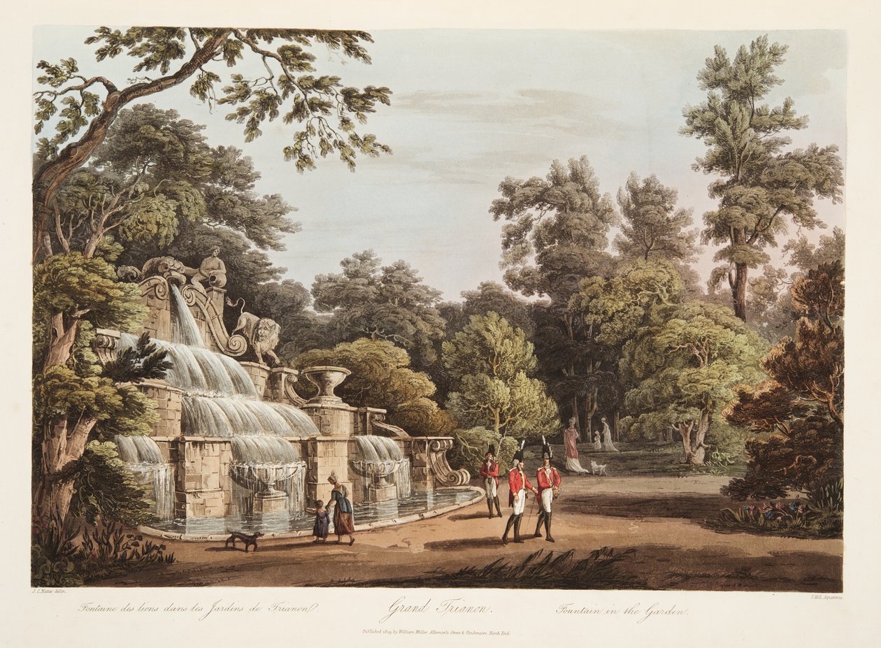Grand Trianon, suihkulähde puutarhassa, kuvitus Versailles