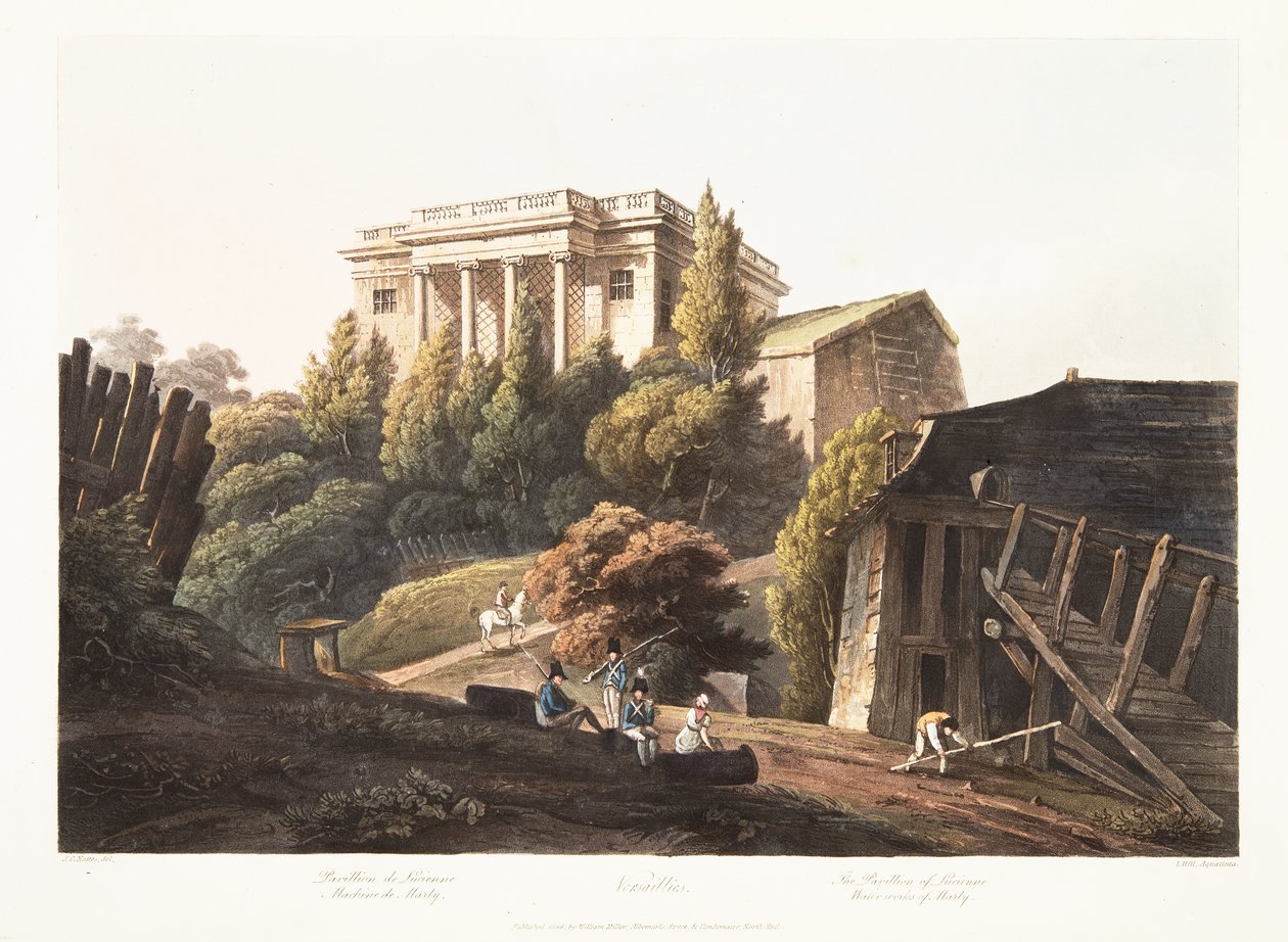 Versailles, Luciennen paviljonki, Marlyn vesilaitokset, kuvitus Versailles