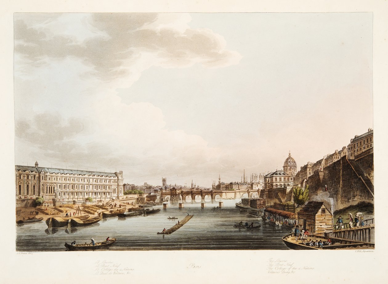 Louvre; Pont Neuf; College of the 4 Nations; Voltaires Quay, kuvitus Versailles