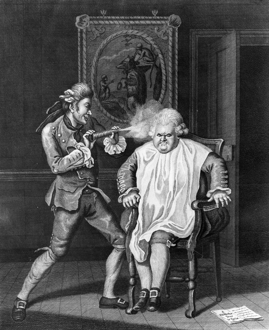 Englantilainen Pariisissa, James Caldwellin litografia, 1770 tekijältä John Collet