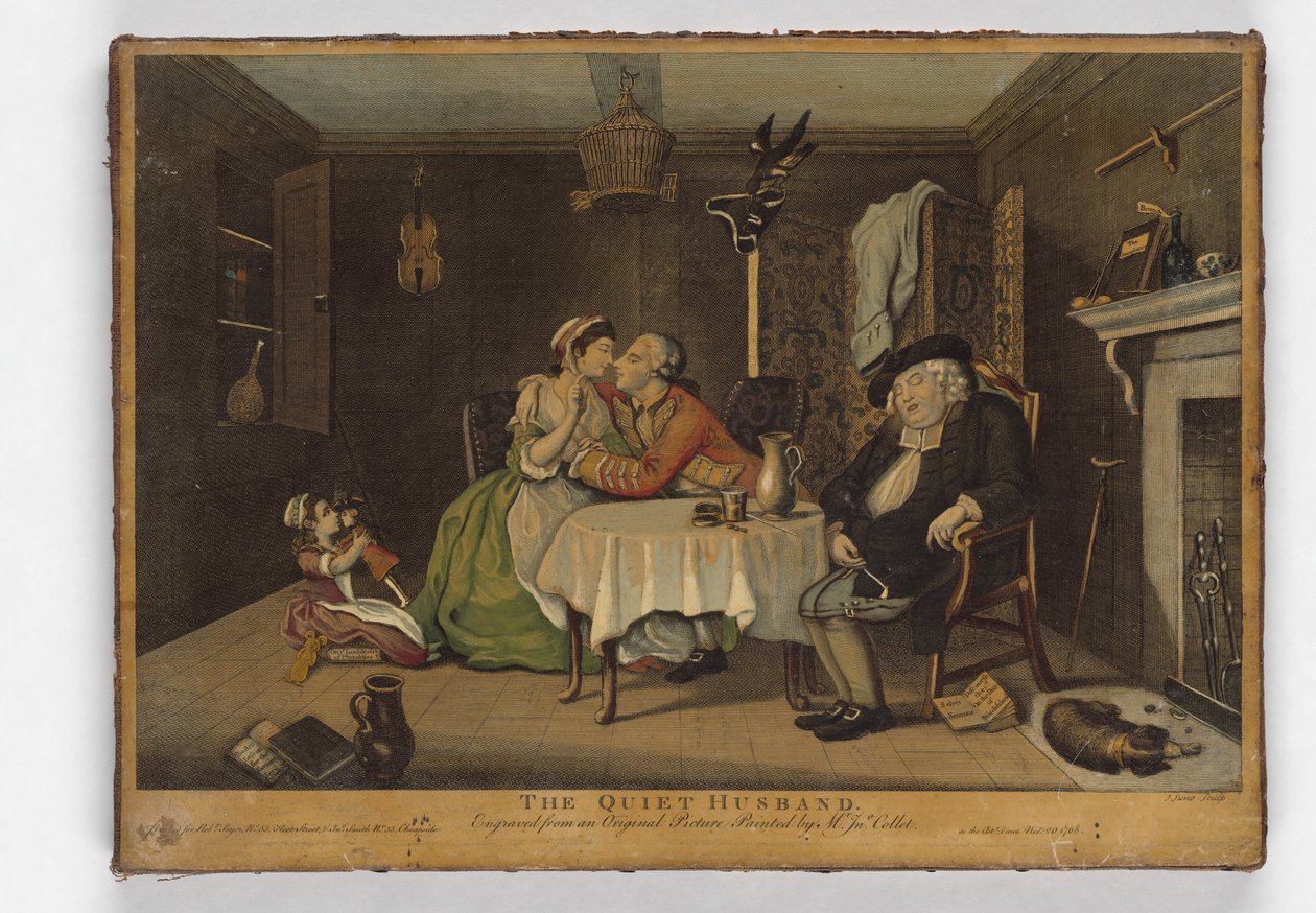 The Quiet Husband, printti John June, n. 1768 (käsinvärinen kaiverrus) tekijältä John Collet